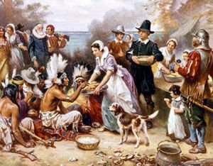 Az első hálaadási lakoma (kép: History.com)